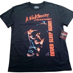 A Nightmare on Elm Street Freddy  Never Sleep Again Black Shirt Mens Large